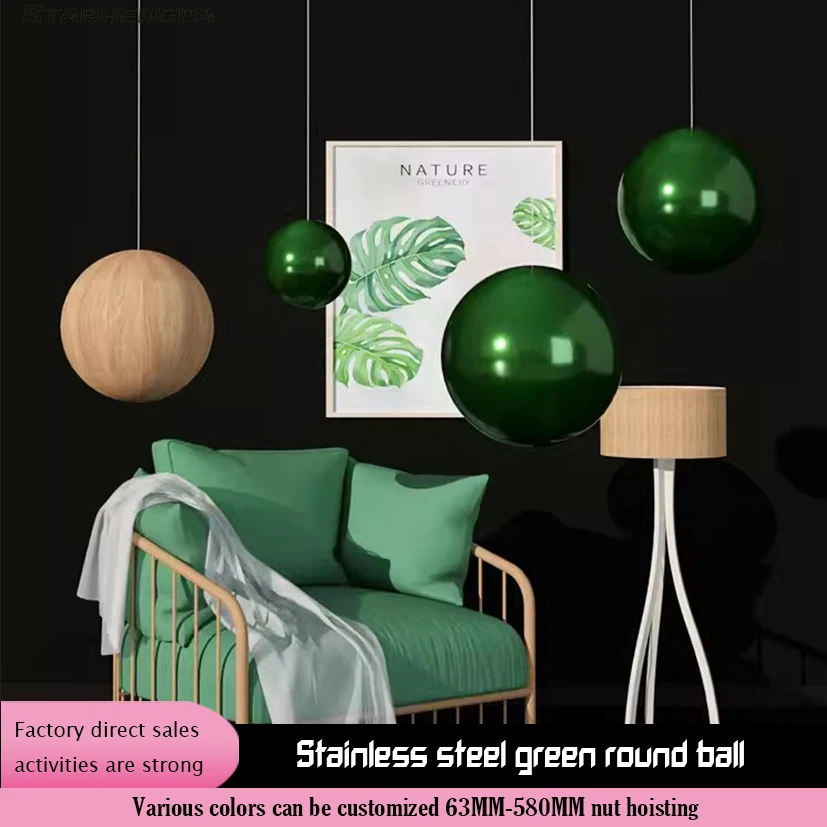 

Colorful decoration stainless steel ball gem green hollow round ball mall stage Christmas clothing store hanging mirror large ba