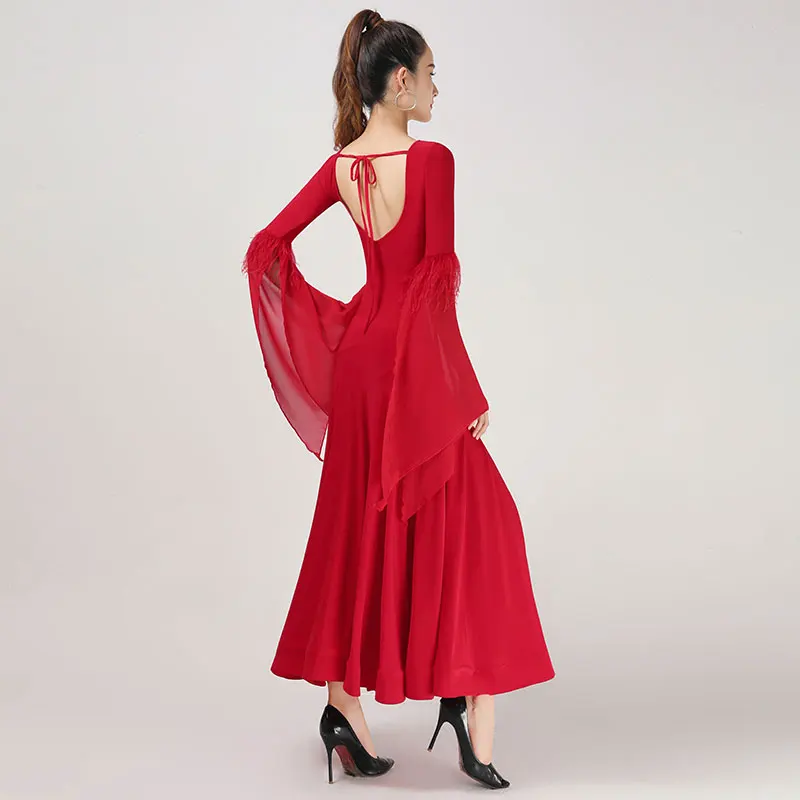 New Ballroom Dance Dress For Women National Standard Waltz Dancing Clothes Big Swing Floating Sleeve Modern Performance Costume