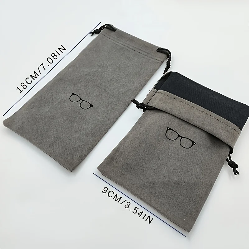 10pcs Fashion Portable Glasses Case Eyewear Accessories Soft Eyeglasses Bag Sunglasses Bags Solid Color Drawstring Pouch Bags
