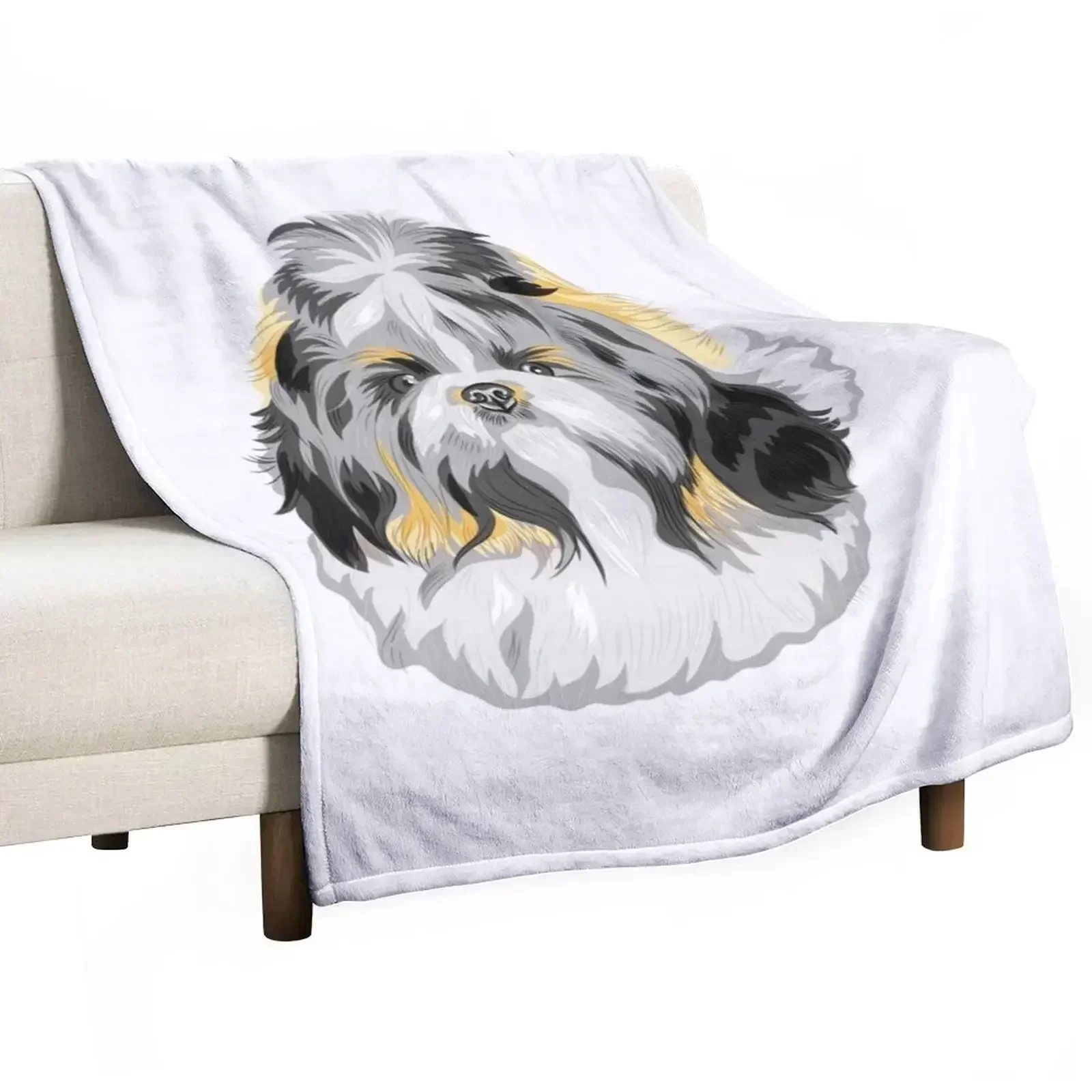 Shih tzu dog breed sketch cute little beauty long hair Throw Blanket Comforter Weighted Thermals For Travel Blankets