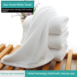 Hotel cotton towel wholesale, skin friendly soft, absorbent, star beauty salon hotel embroidered custom bath white towel 35*75cm