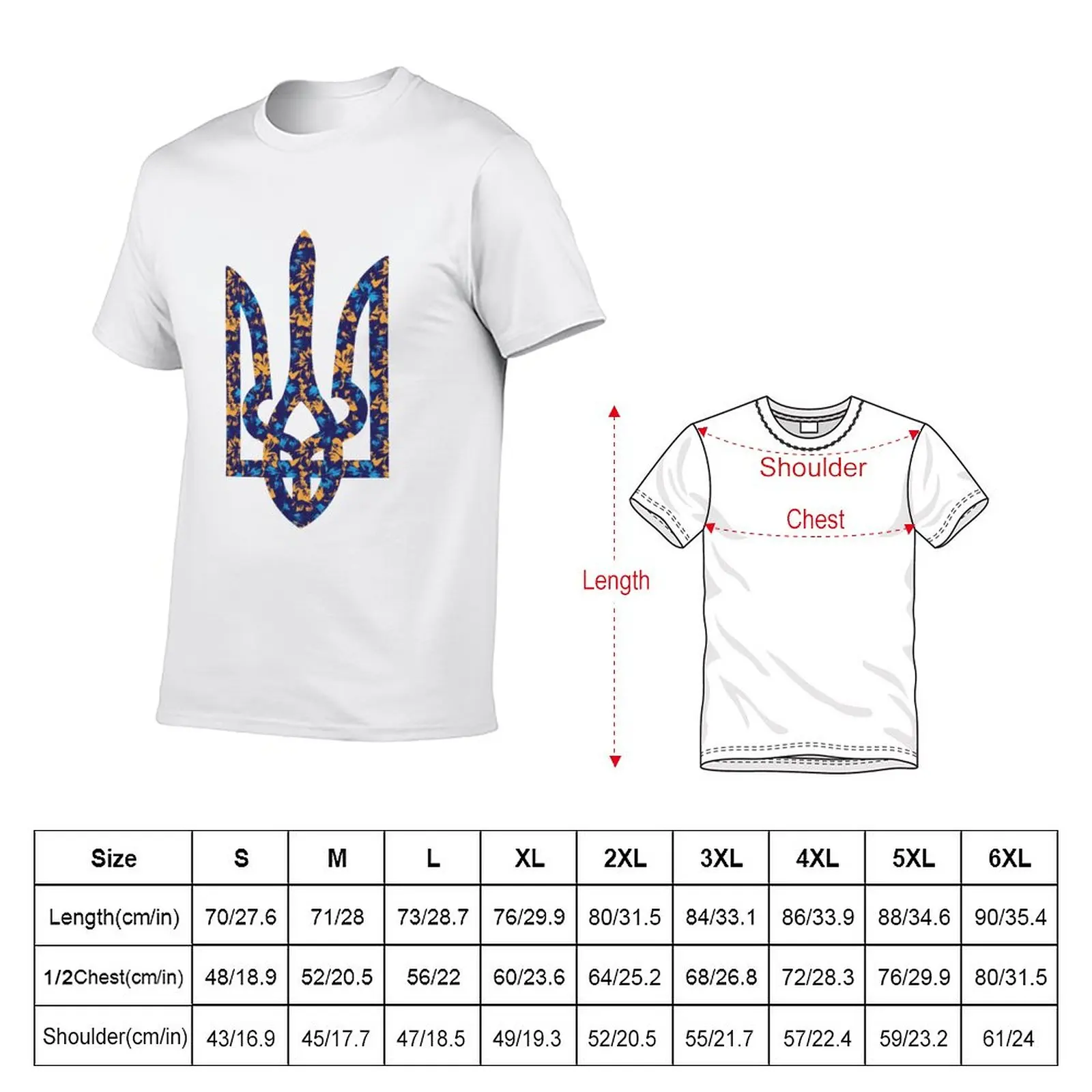 New Ukrainian Trident flower pattern T-Shirt custom t shirt man clothes t shirts for men graphic