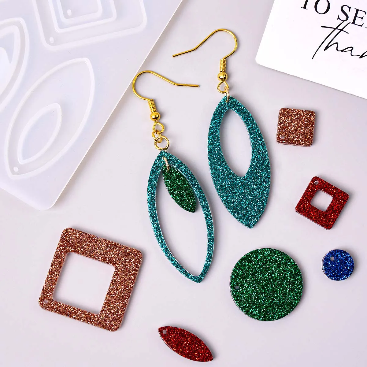 Kleine Raute Runde Ohrring Silikonform DIY handgemachte Kristall Epoxidharz Halskette Anhänger Ohrring Schmuck Handwerk Gussformen