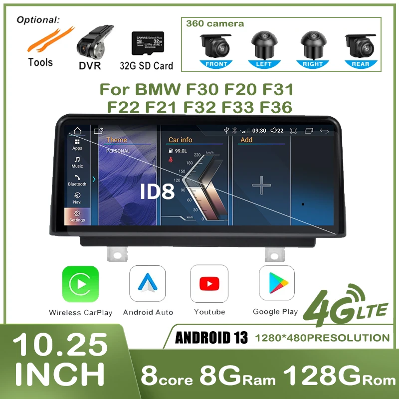 

10.25'' For BMW F30 / F31 / F34 / F32 F33 / F36 EVO System Car Radio Android 13 Auto Devices Automotive Multimedia Player GPS