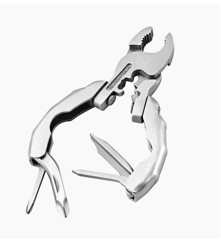 SWISS TECH 9 IN 1 Mini Multifunctionele Tang Zakformaat EDC Multitool Sleutelhanger Schroevendraaier Outdoor Wandeluitrusting Kleine Flesopener