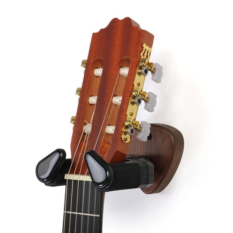 A64T-Wall Mount Guitar Hanger Holder Walnut Hook Ukulele Electric Guitar Bass Universal Bracket Adjustable Display Stand