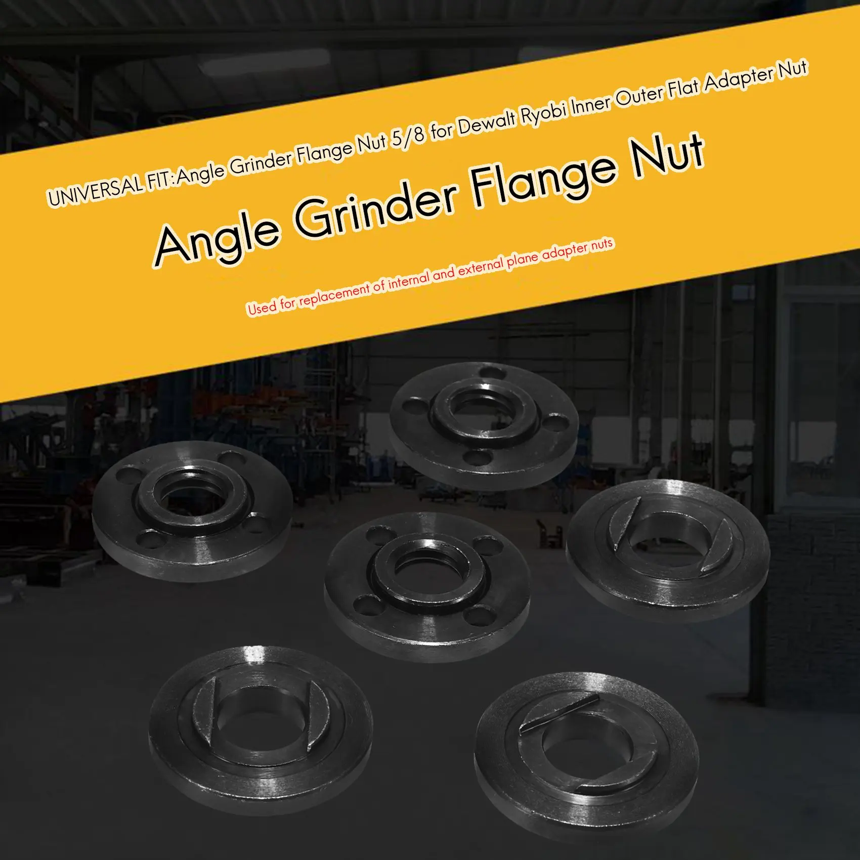 Pacote com 6 porcas flangeadas para moedor de ângulo 5/8 para Dewalt Ryobi Makita 224399 -1 193465 -4 224568 -4 Substituições 9005BZ 9015B