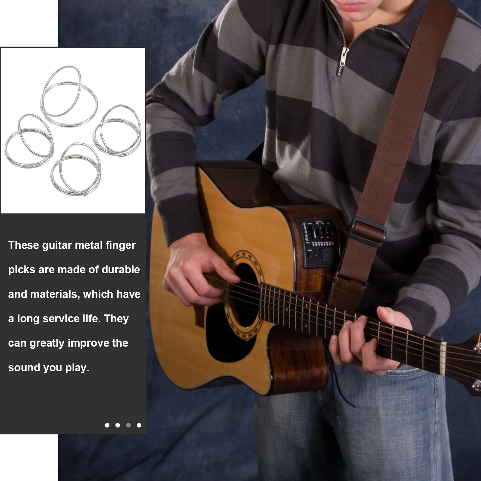 

1 set Silver Guitar Finger Picks Set for Banjo Mandolin Thumb Durable Wear Resistant Material Acoustic Bass Novelty