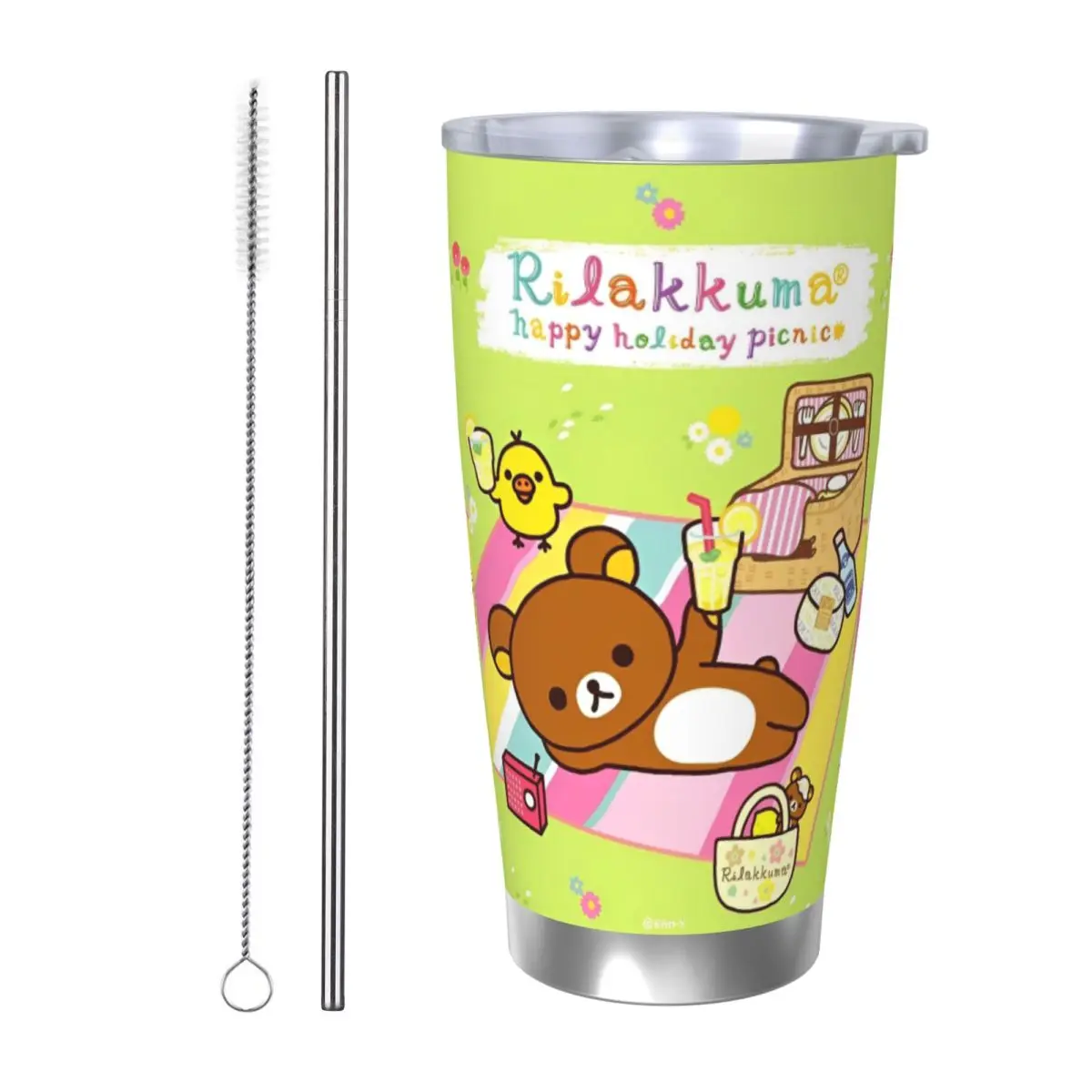 

Kawaii Rilakkuma Clover Стакан с вакуумной изоляцией, термочашка на день Святого Патрика, термос, школьные кружки, бутылка для воды, 20 унций