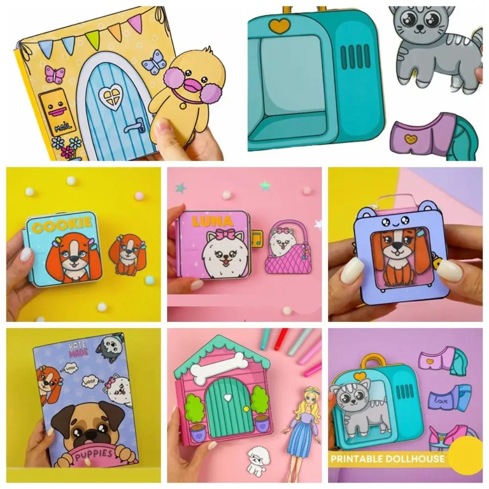 Kleine Gele Eend Sticker Games Rustig Boek Mini Cookie Hond Bixiong Thuis Dodo Boek DIY Luna Hond Drukke Boek Kinderen Kinderen Speelgoed