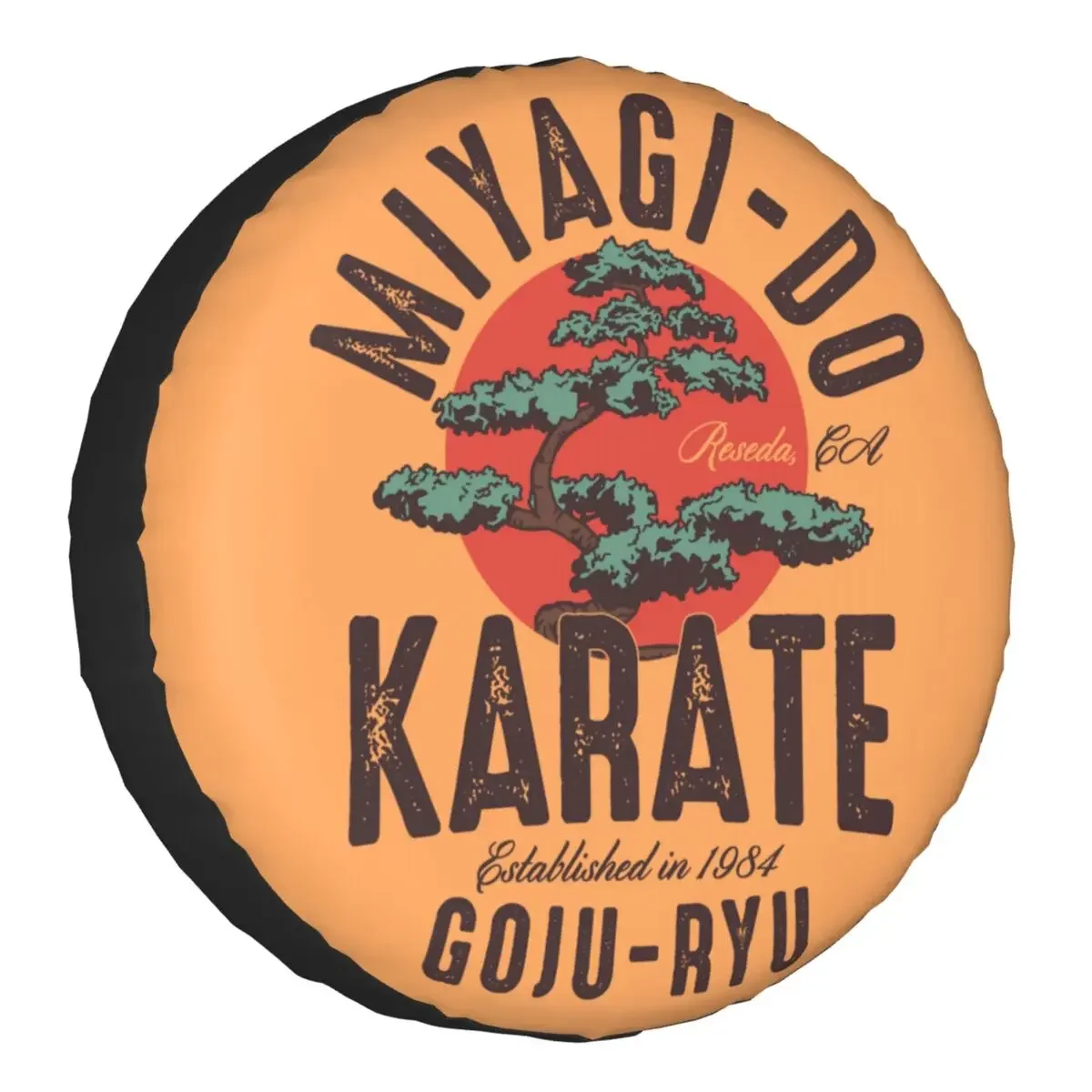 Vintage Miyagi Do Inspired Karate Kid Spare Tire Cover for Honda CRV Japanese Kung Fu Cobra Kai 4WD Trailer Car Wheel Protector