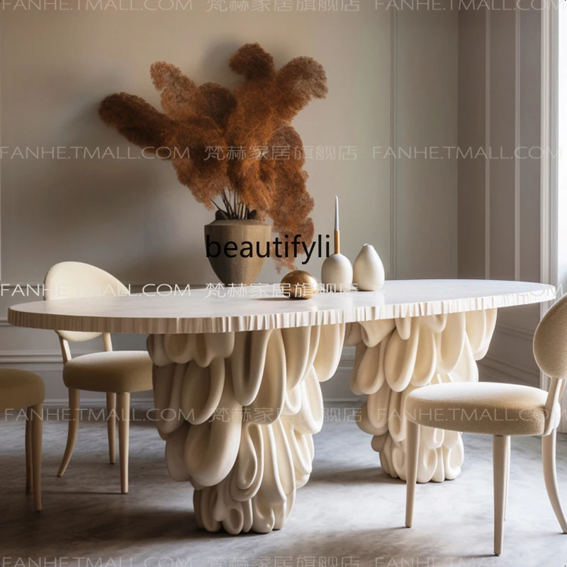 Cream solid wood, creative 2 meters long, personalized high-end dining table