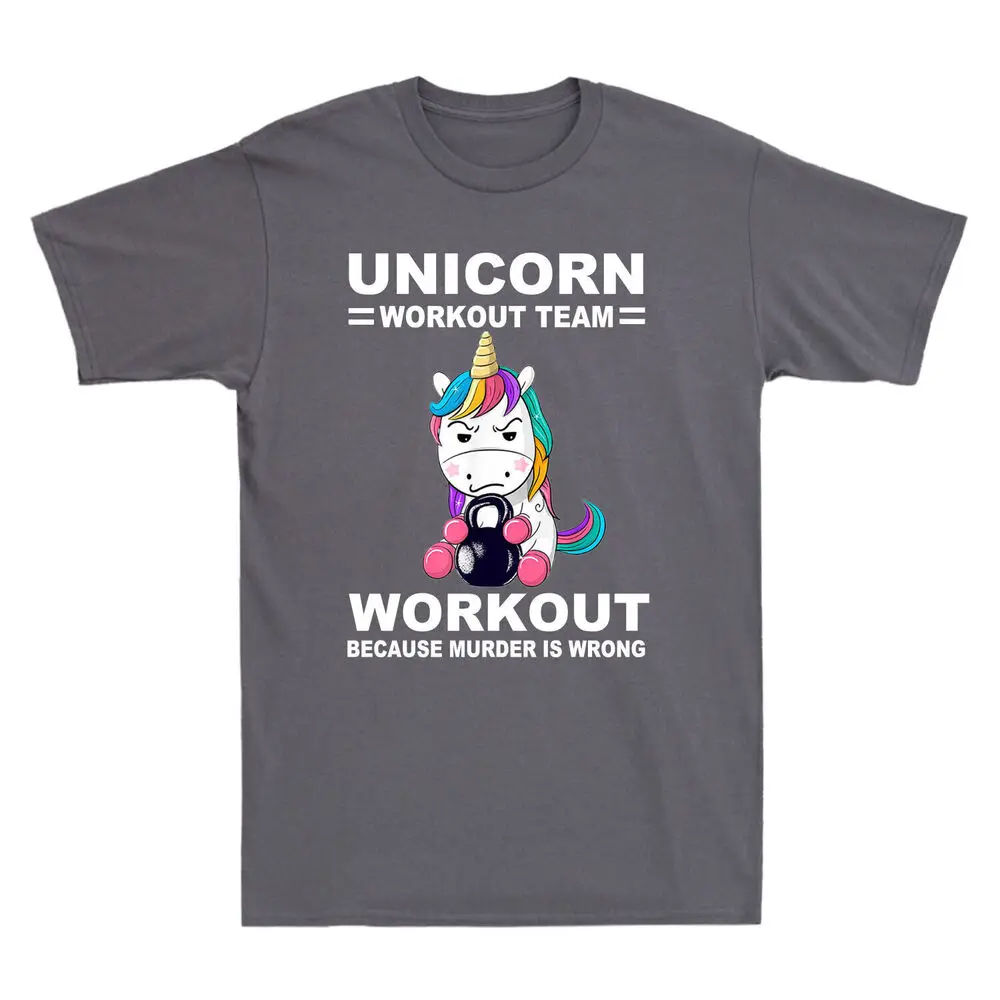 Unicorn Workout Team  Because Murder Is Wrong Funny Novelty   Anime Graphic T-shirts unisex Tees