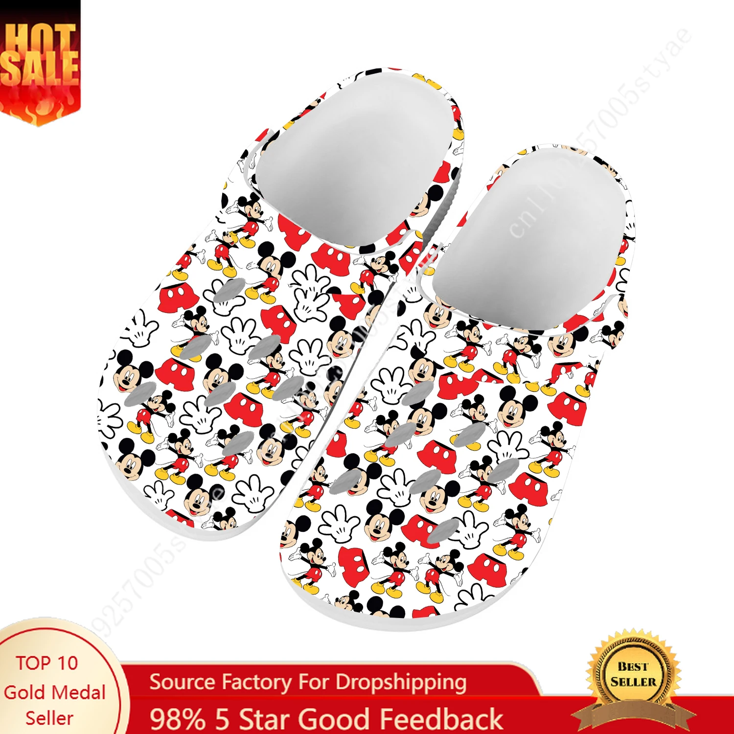 

Disney Mickey Mouse Water Shoes Men Women Comfortable Fashion Home Garden Clogs Customizd Sandals Beach Breathable Hole Slippers