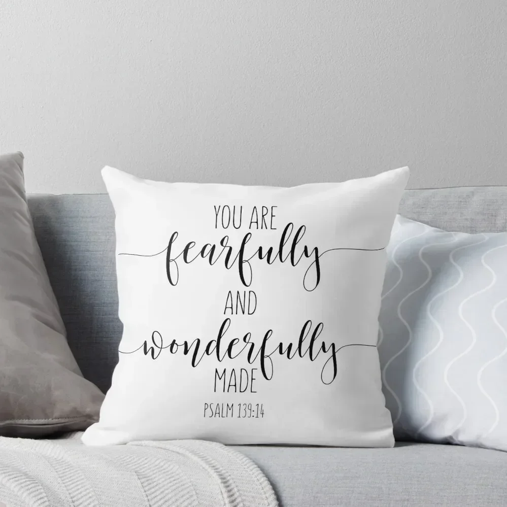 You Are Fearfully And Wonderfully Made, Psalm 139:14. Bible Verse, Kids Room Decor, Christian Gift Throw Pillow