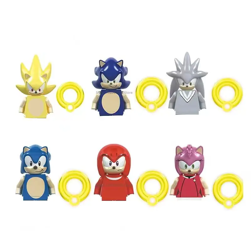 Set de 6 Figuras de Acción Mini de Sonic, Shadow y Silver, Bloques de Construcción, Juguetes de Modelismo para Armar, Regalos de Navidad