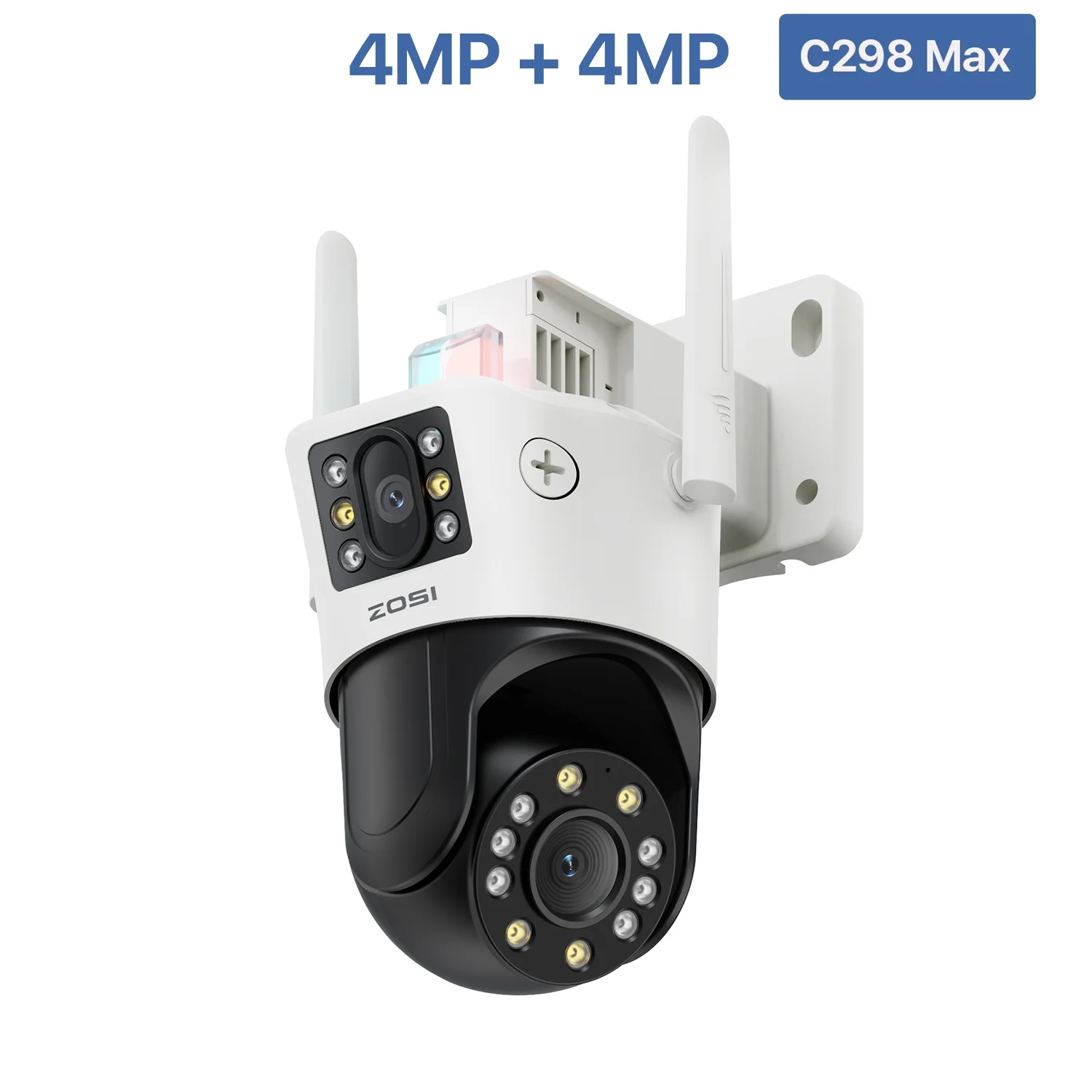 ZOSI C298 8MP / 4MP Dual-Lens Bekabelde WiFi PTZ-beveiligingscamera Buiten Groothoek 8X hybride zoom AI-detectie 360-bewakingscamera