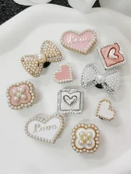 5PCS ABS Shoe Charms Buckles DIY Rhinestone Bowtie Clog Parts Decoration Garden Shoes Accessories For Women Birthday Party Gifts