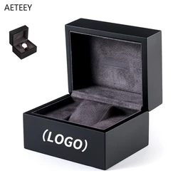 Caja de reloj con logotipo personalizado gratis en la superficie, nuevo Material, textura esmerilada, vitrina acrílica, caja de regalo de lujo, Material de felpa