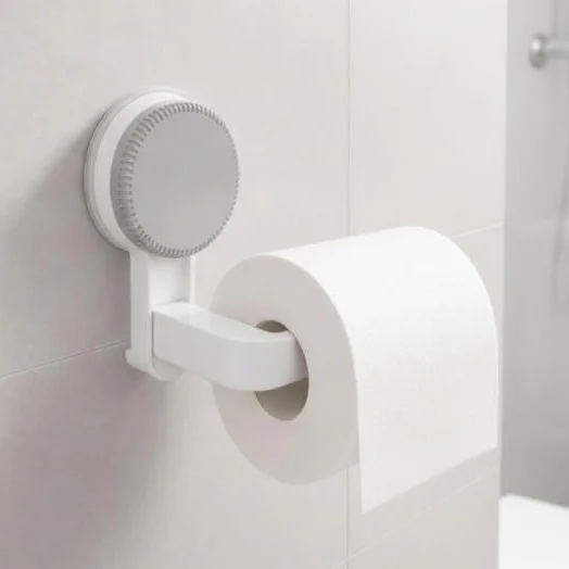 Suction Cup Toilet Tissue Holder No Drilling Self Adhesive Towel Roll Dispenser for Bathroom Kitchen Organization