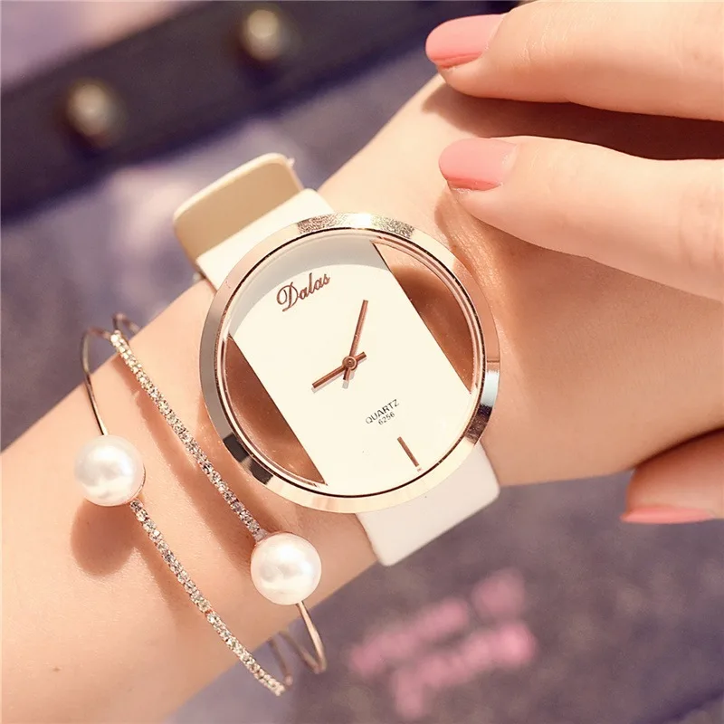 Famous Brand Watch For Women Luxury Leather Skeleton Strap Watch Dress Watch Casual Quartz  Watch