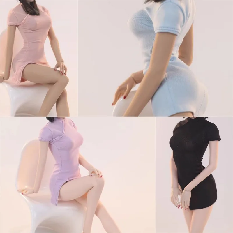 

1/6 Scale Side Split Cheongsam Sexy Short Dress Underpants Female Doll Clothes Suit Model for 12inch Action Figures Tbl Body