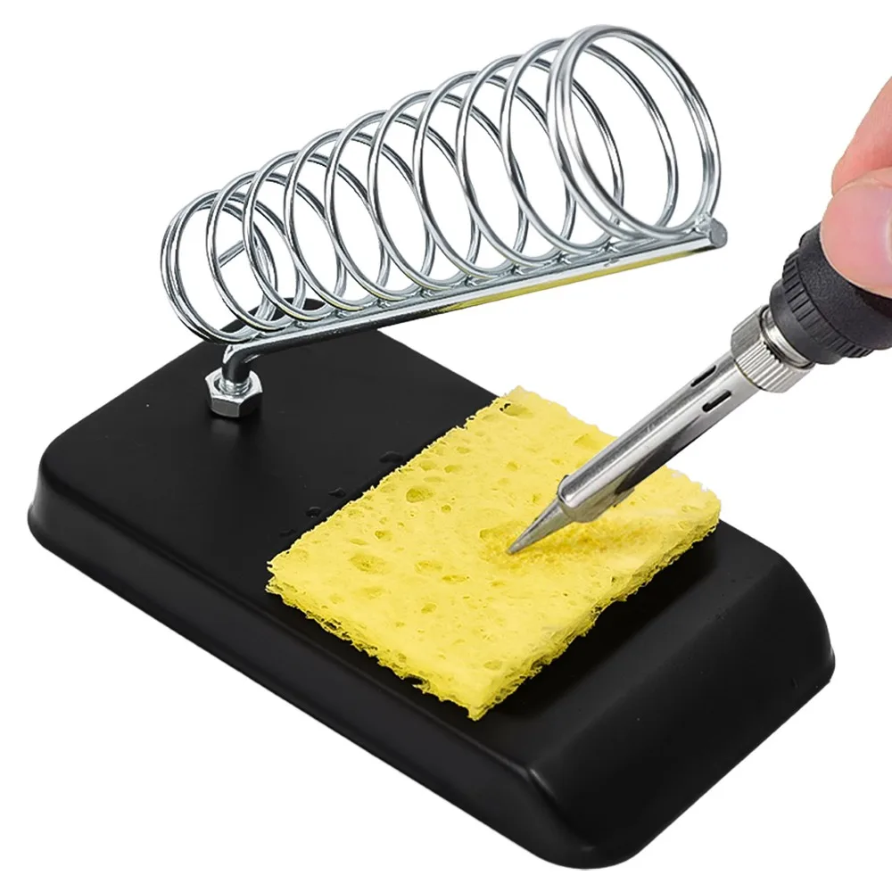 2/1Pc Universal Electric Soldering Iron Stand Holder with Welding Cleaning Sponge Pad Portable Metal Soldering Iron Storage Rack