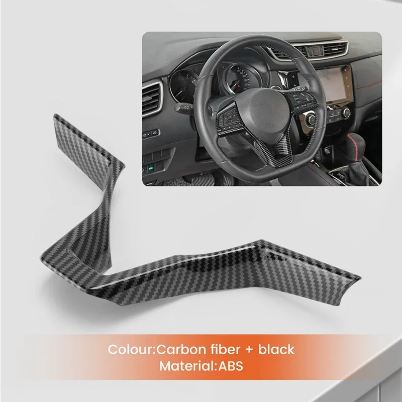 Car Accessories Fiber Steering Wheel Decoration Cover Frame Trim For Nissan Rogue Altima Sentra Kicks Leaf Versa Adornment