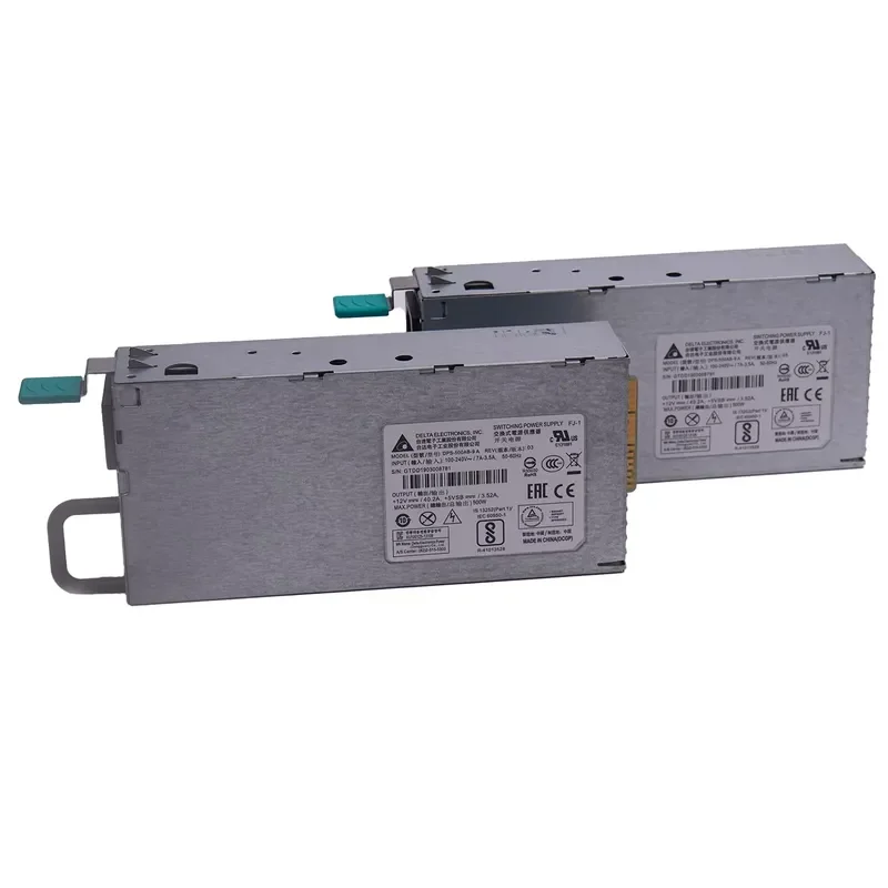 Блок питания для сервера Lekang Lingmao DPS-500AB-9A/D 500 Вт с возможностью горячей замены, 24-контактный интерфейс, выходное напряжение 12 В, серый алюминиевый корпус.