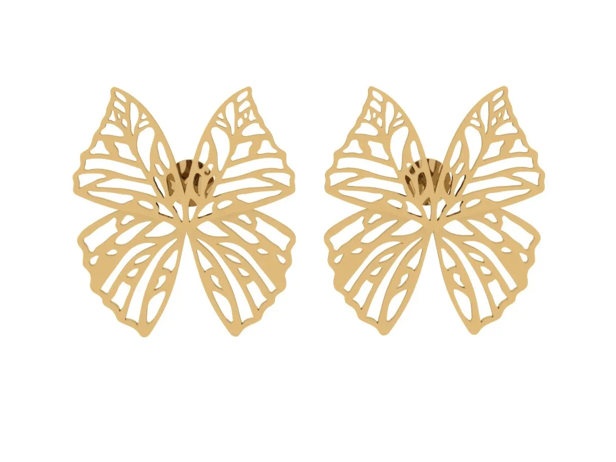 EARLY BUTTERFLY EARRING AND GOLD-BANKED PHOSCO