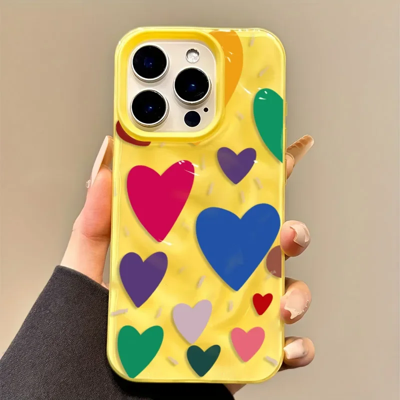 Coque de téléphone souple en TPU avec cœur d'amour coloré, étui à la mode pour iPhone 17 Air 16 17 15 14 13 11 12 Pro Max 15 16 Plus 17 16 15 14 Pro