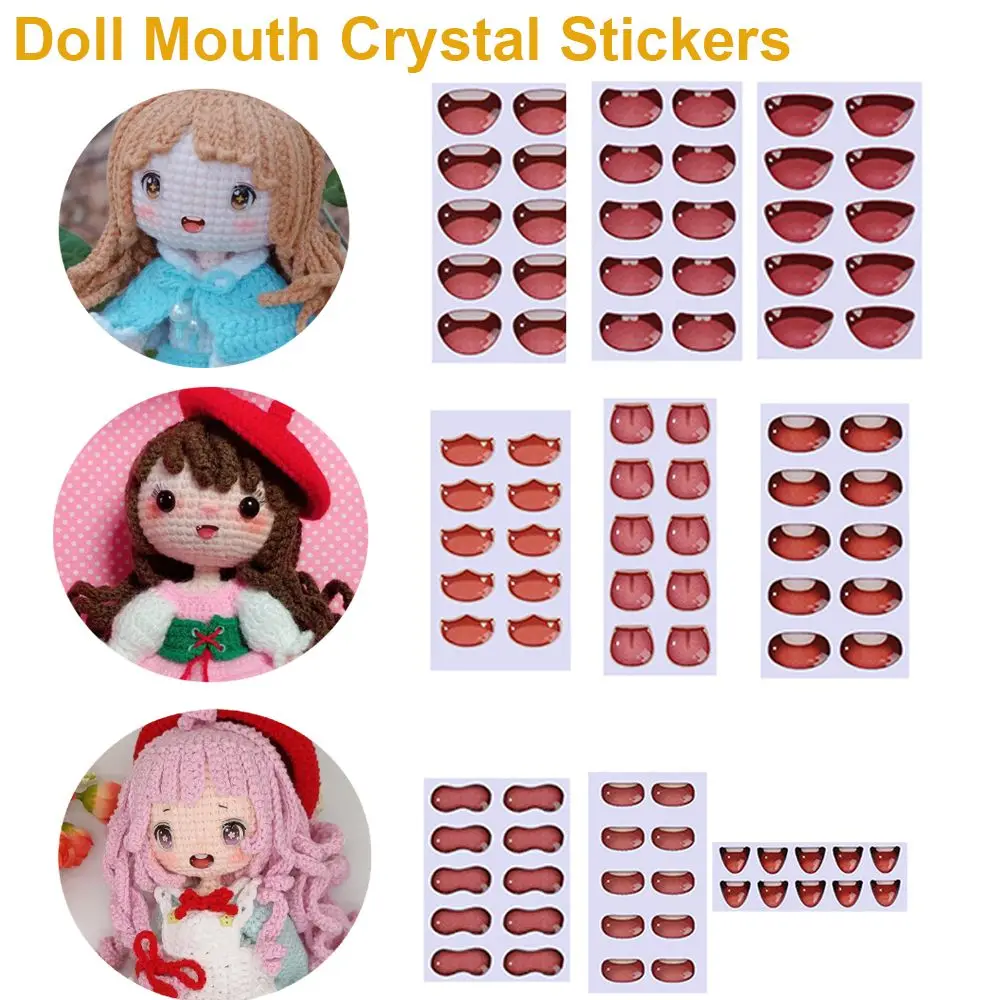 10 pcs Multi styles Cute Cartoon Mouth Stickers Anime Figurine Doll Face Organ Paster Decals DIY Glass Mouth Chips Paper