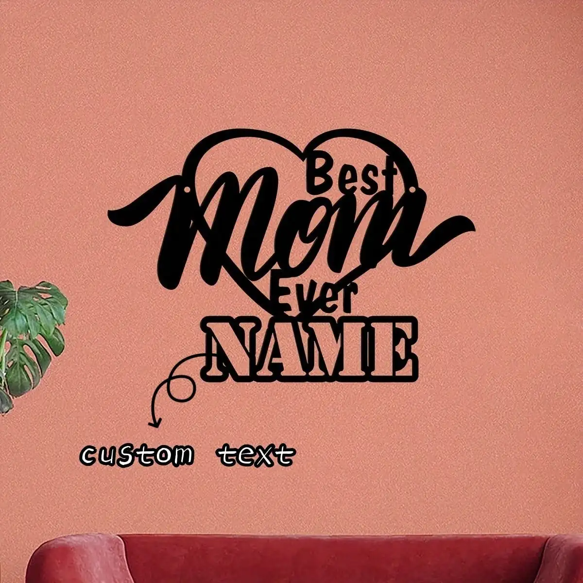 

Personalized Metal Sign Best Mom Gift Large Heart Wall Art Home Decor
