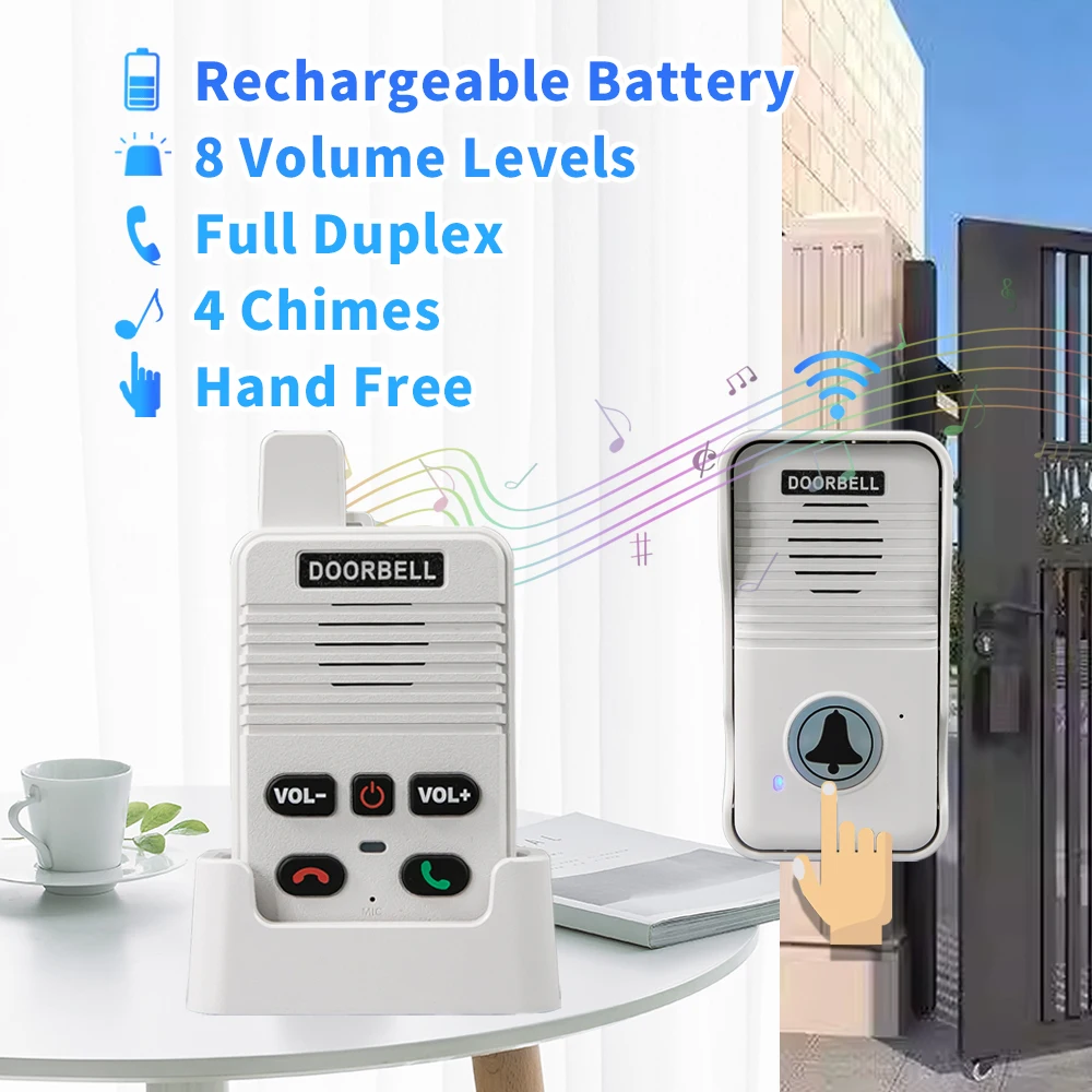 Wireless Waterproof Doorbell Intercom - 200m Range for Home & Office