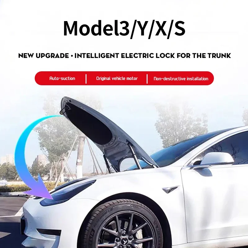 For Tesla Model Y 3 X S 2021-2023 Front Spare Box Electric Lock Automatic Adsorption Easy Installation Soft-closing Accessories