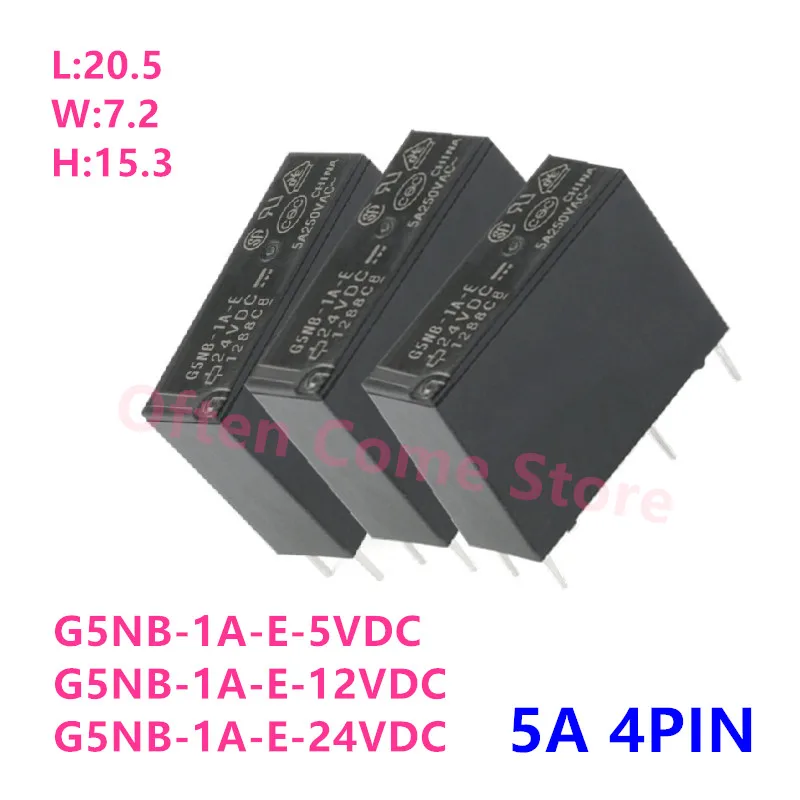 10Pcs New Original G5NB -1A-E-5VDC G5NB-1A-E-12VDC G5NB-1A-E-24VDC 5A 4PIN Compatible HF46F ALDP112 124 5V 12V 24V power relay