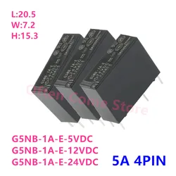 10Pcs New Original G5NB -1A-E-5VDC G5NB-1A-E-12VDC G5NB-1A-E-24VDC 5A 4PIN Compatible HF46F ALDP112 124 5V 12V 24V power relay