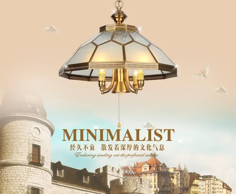 European chandeliers LED Living room lamp bedroom  Restaurant Villa lights parlor Copper droplight abajur (MC018)