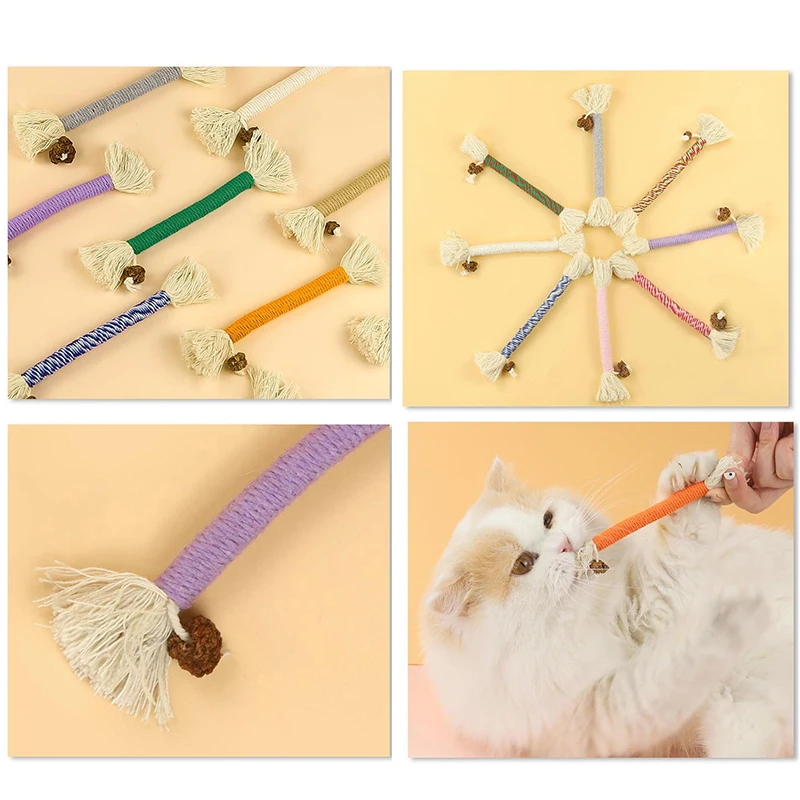 Cat Chew Toys Hand Knitting Molar Cotton Rope Toy Silvervine Cat Teaser Toy Clean Mouth Kitten Play Toy Pet Supplies Accessories