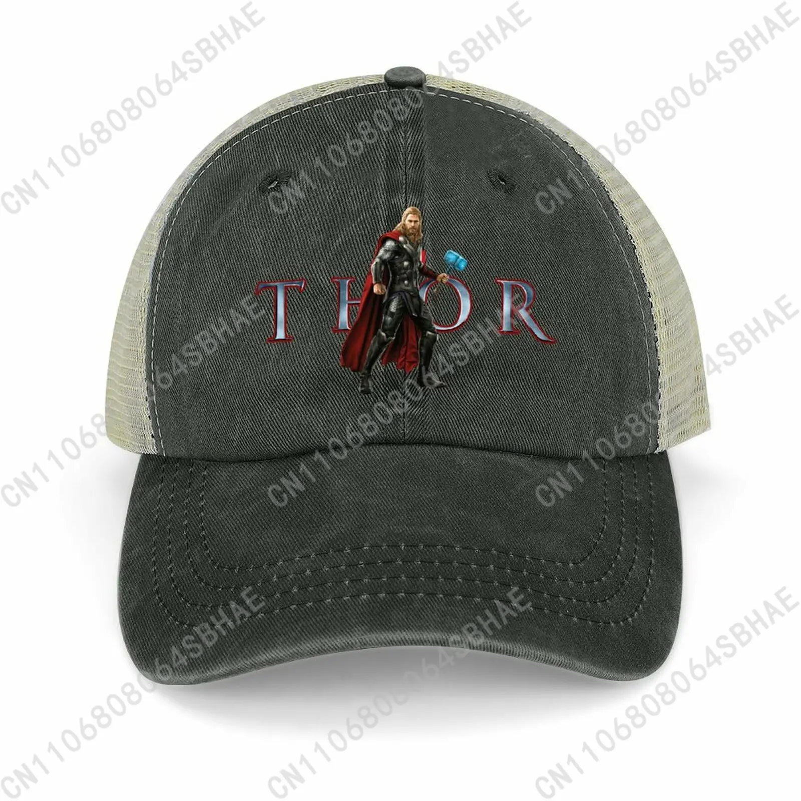 

Marvel The God of Thunder Mesh Cowboy Hat Hollow Ventilated Summer Cap Men Women Outdoor Sun Hat Adjustable Strap Custom Cosplay