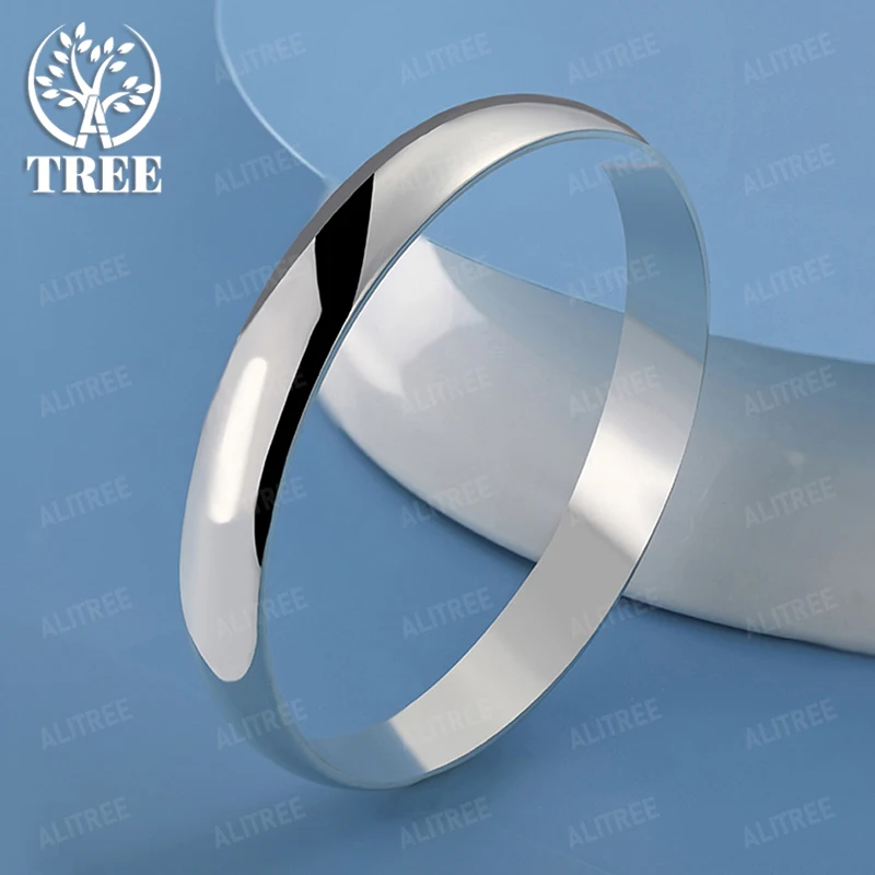 

10mm 925 Sterling Silver Smooth Round Bangles Fashion Fine Jewelry Men Women Charms Wedding Accessories Christmas Party Gifts