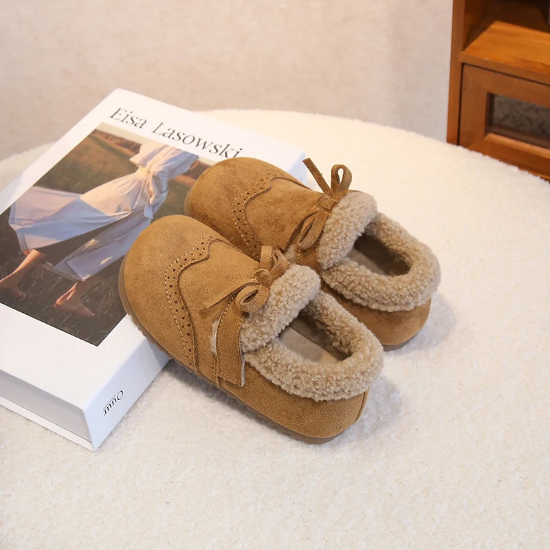 2025 الأطفال أفخم أحذية دافئة لفتاة شتاء موضة جديدة نمط لينة سميكة وحيد المضادة للانزلاق تنوعا شيك حذاء كاجوال #5