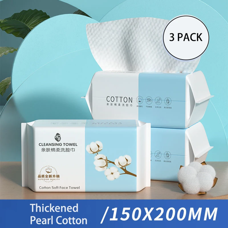 

300 Sheets Soft Thick Disposable Towel Facial Cleansing Cotton Tissue Wet Dry Multi Use Wipes Makeup Remover Towel for Skincare