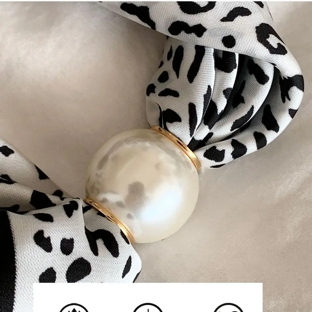 Flor pérola fivela magnética cachecol impressão cachecóis preto branco listra bolinhas cachecol acessórios lenço