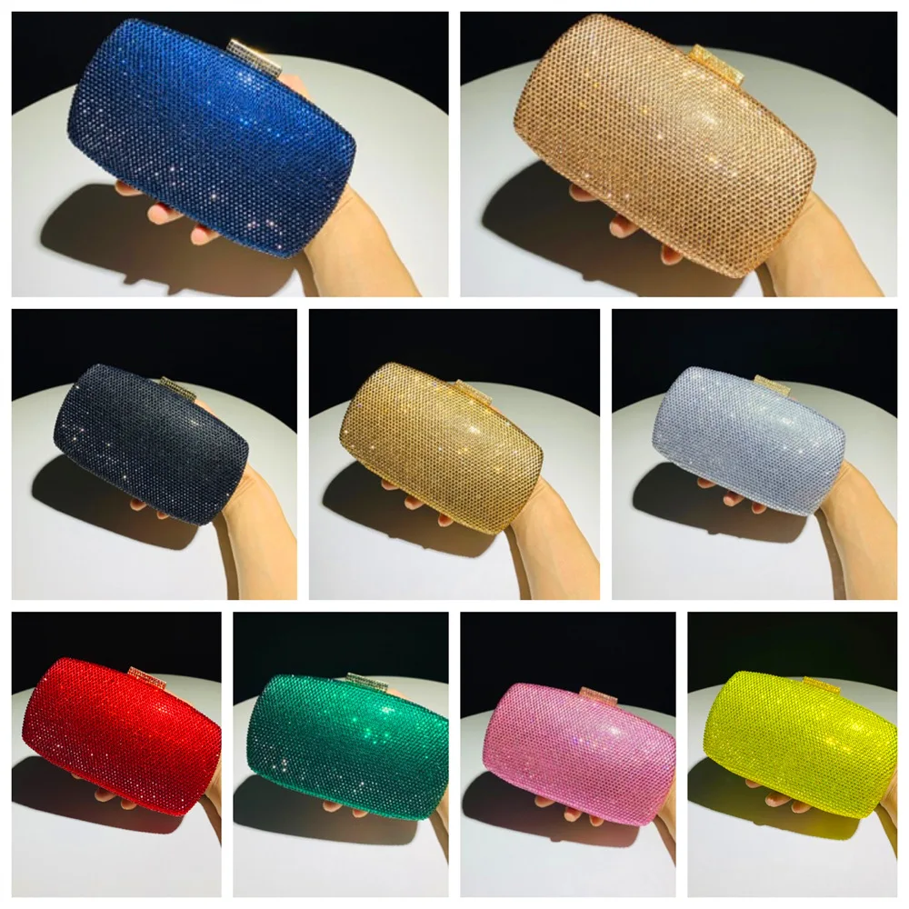 

Women Diamond Evening Bag Glitter Designer Gold Rhinestone Handbags Ladies Chain Crystal Wedding Party Mini Purse Day Clutch Ins