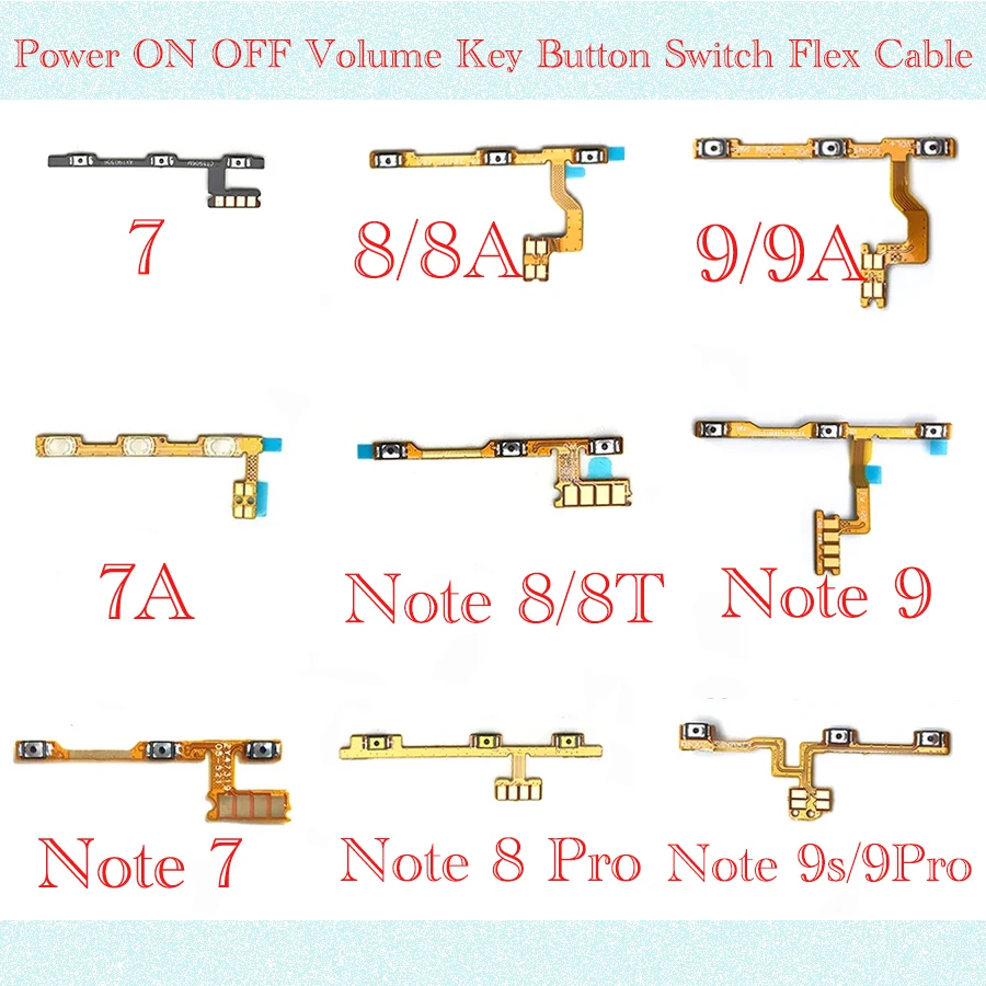 Power ON OFF Volume Camera Key Button Switch Flex Cable For Xiaomi Redmi 7 7A 8 8A 9 9A Note 7 8 8T 9 10 Pro 9s MI 10T Lite 10