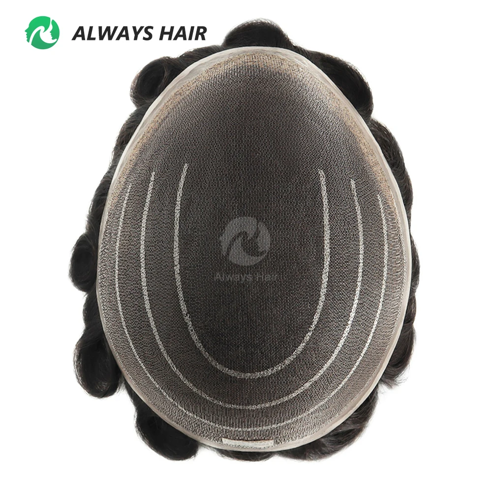 Super Fine Welded Mono Lace Toupee Medium Light 100 Density Indian Human Hair Men Capillary Prosthesis Wig Male