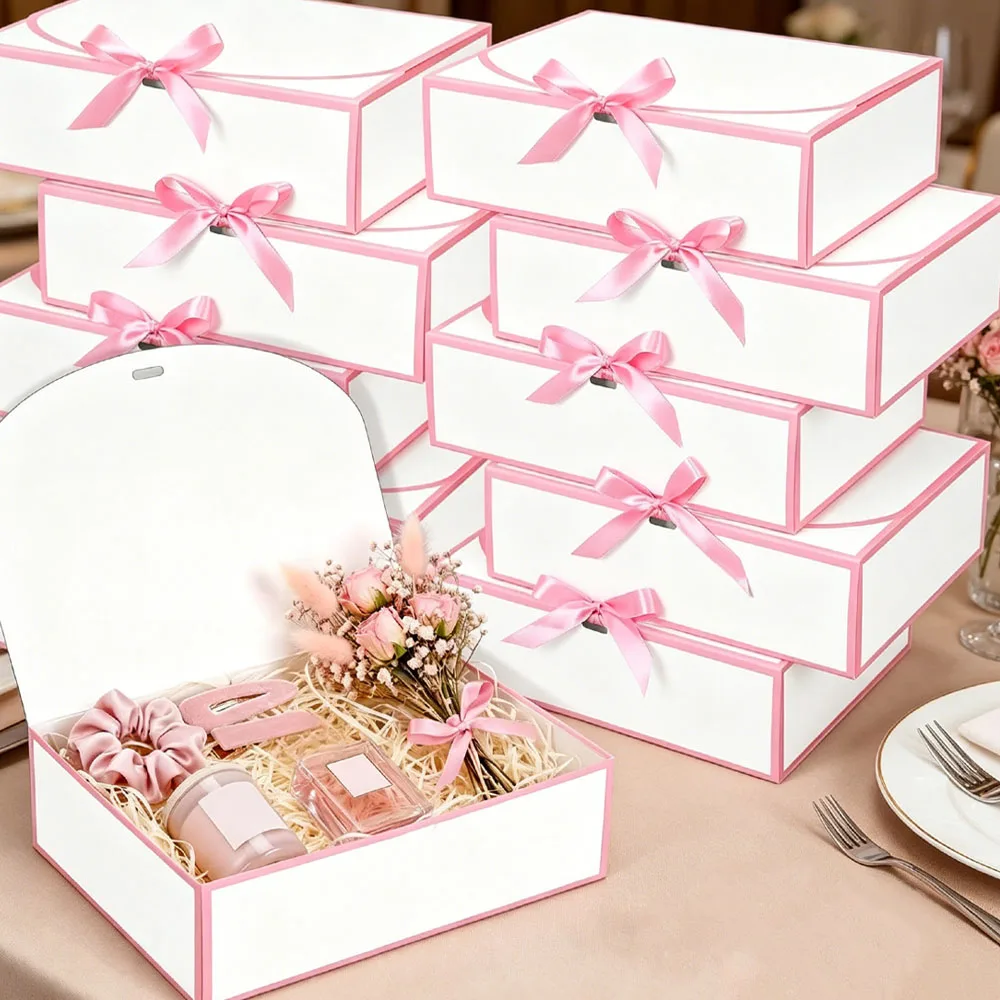24-teilige große Schmuckaufbewahrungsbox mit Schleifenverschluss für Hochzeitsschmuck, Bademäntel, Broschen, Halsketten, Hautpflegeprodukte, Kosmetik, Nüsse, mit Papierdeckel. – Detail 2