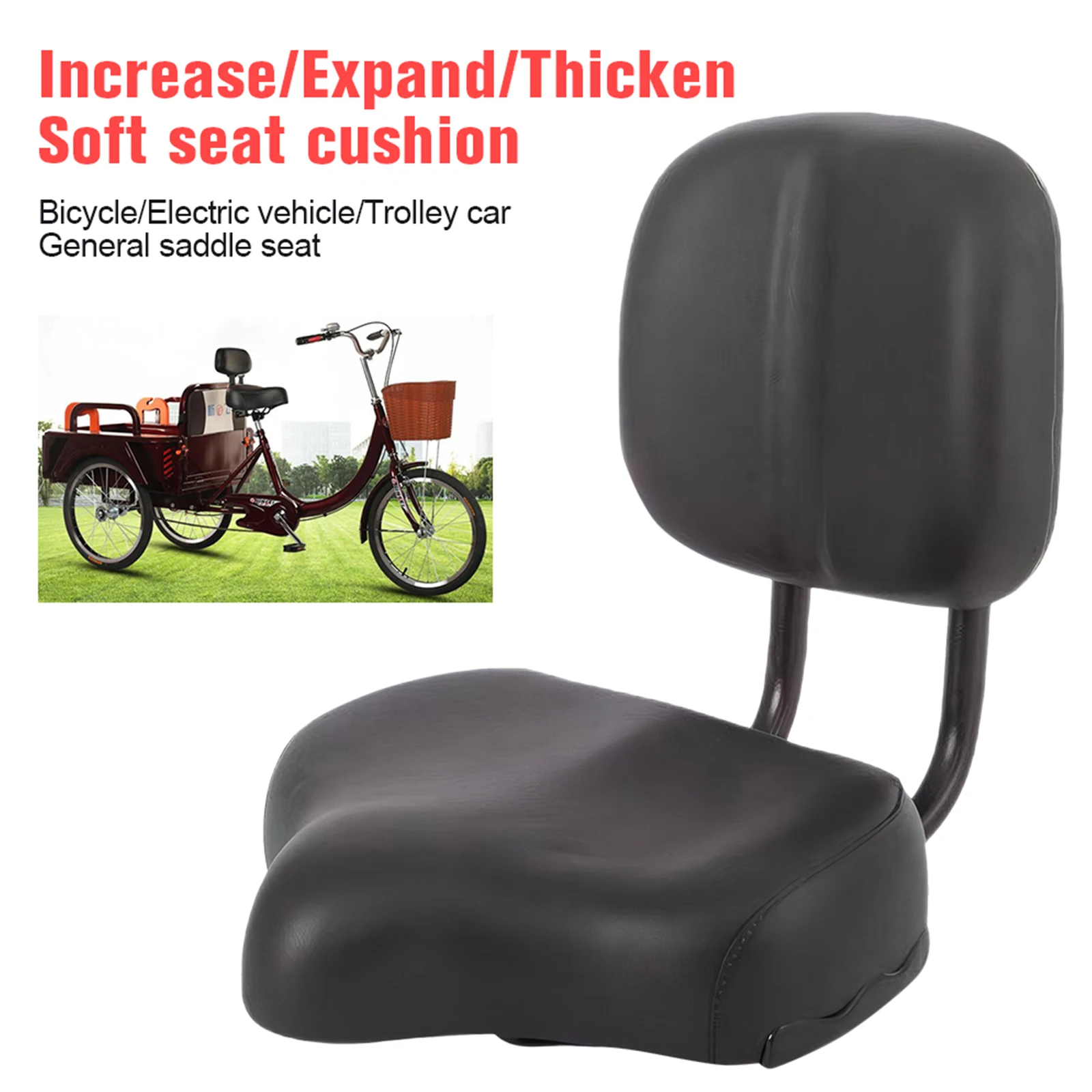 

Bike Seat with Backrest Adjustable Height Bicycle Seat Exercise Bike Seat Wide Saddle Seat Cushion for Men Women Electric Bike