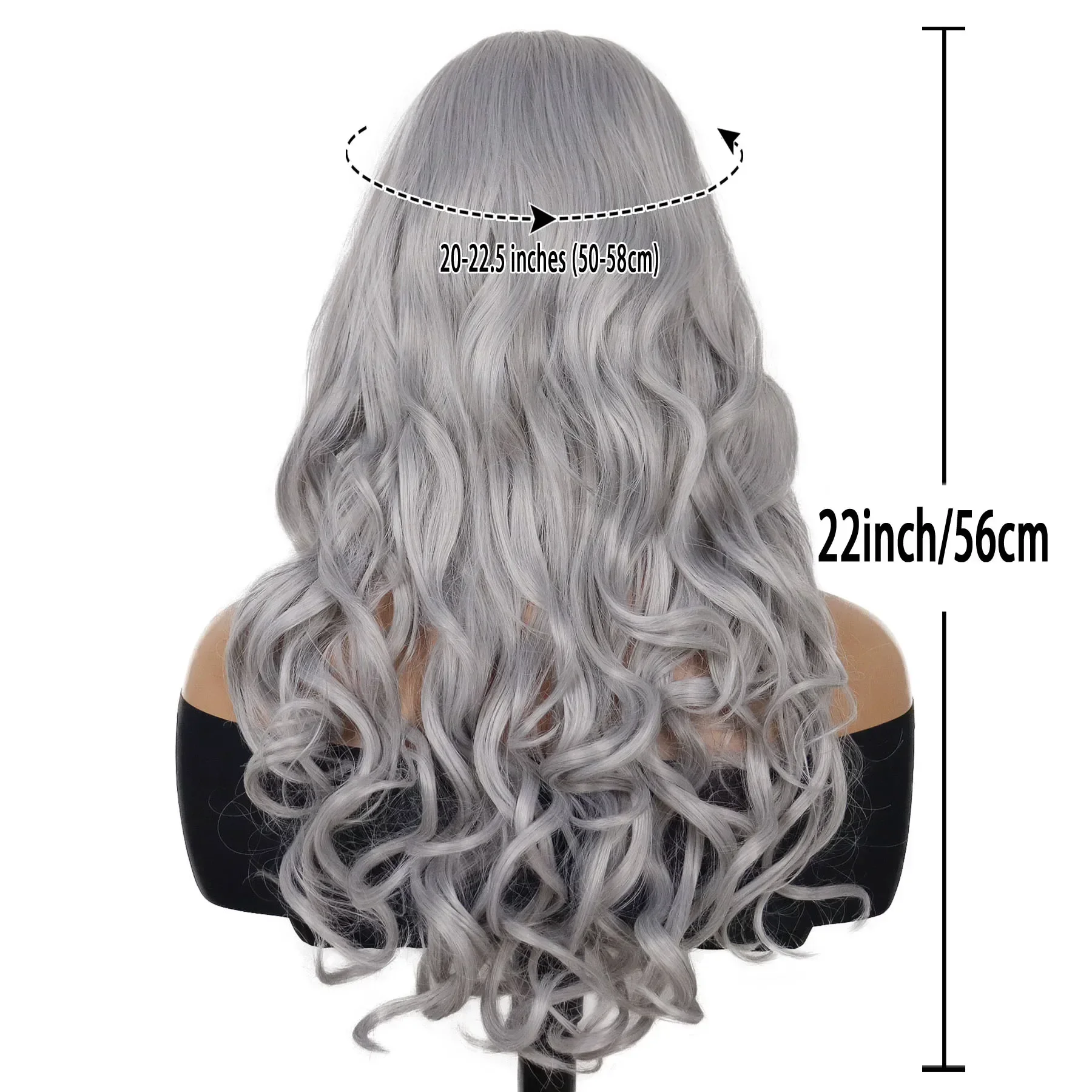 Long Curly Wigs for Women Synthetic Hair Grey Wig Cosplay Body Wave Wigs Costume Halloween Anine Cosplay Wig Clearance Sale